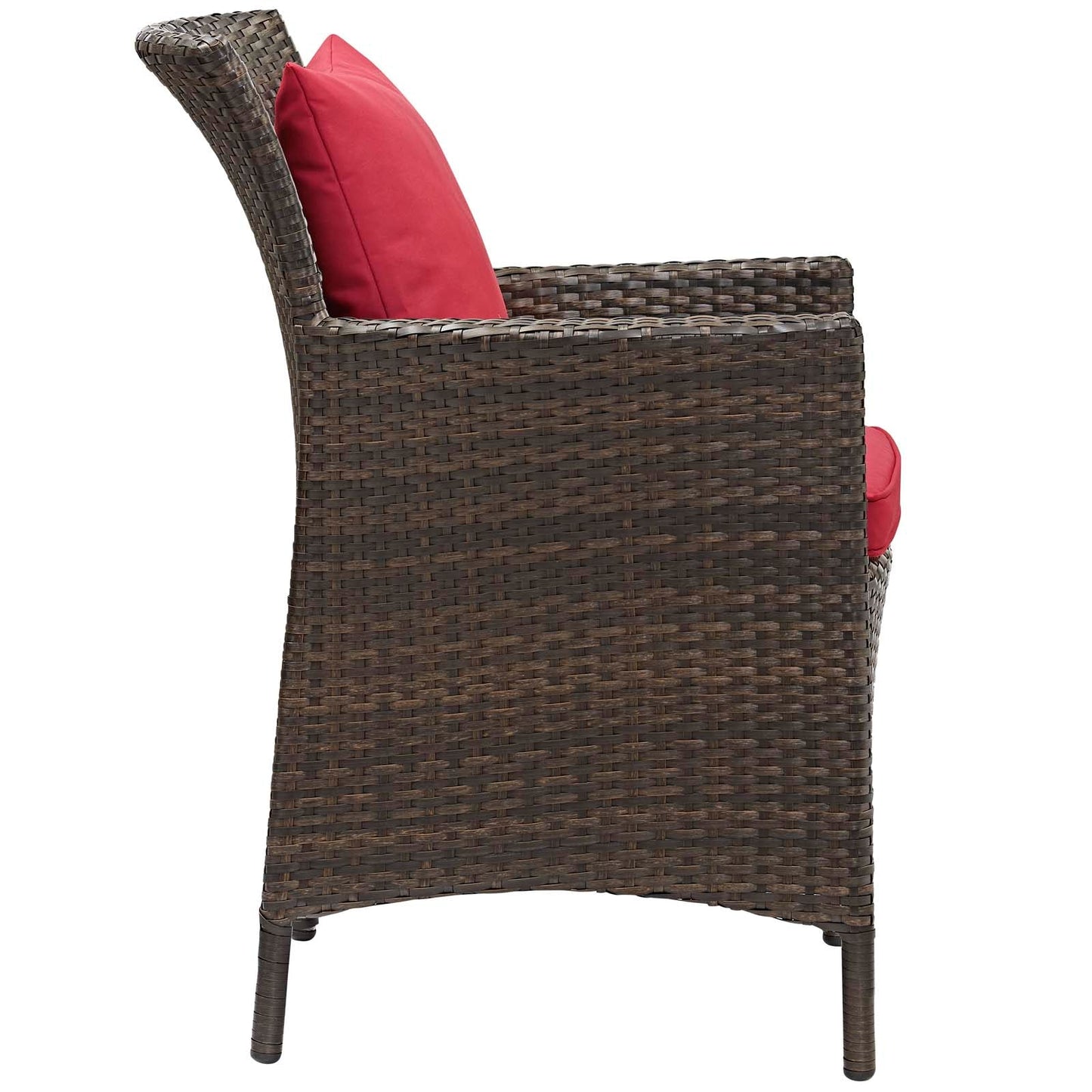 Conduit Outdoor Patio Wicker Rattan Dining Armchair Brown Red EEI-2801-BRN-RED