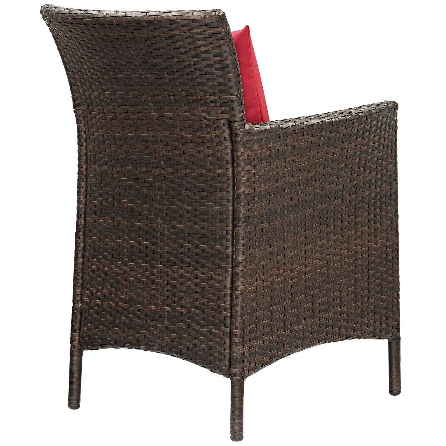 Conduit Outdoor Patio Wicker Rattan Dining Armchair Brown Red EEI-2801-BRN-RED