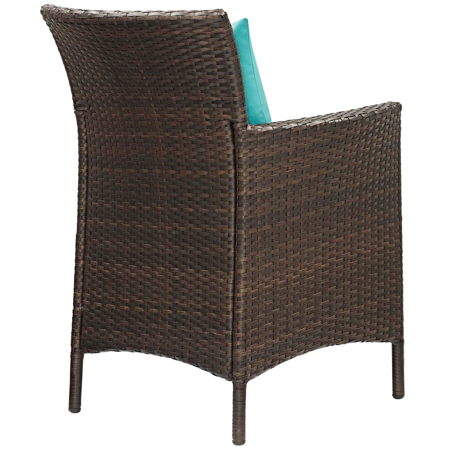 Conduit Outdoor Patio Wicker Rattan Dining Armchair Brown Turquoise EEI-2801-BRN-TRQ