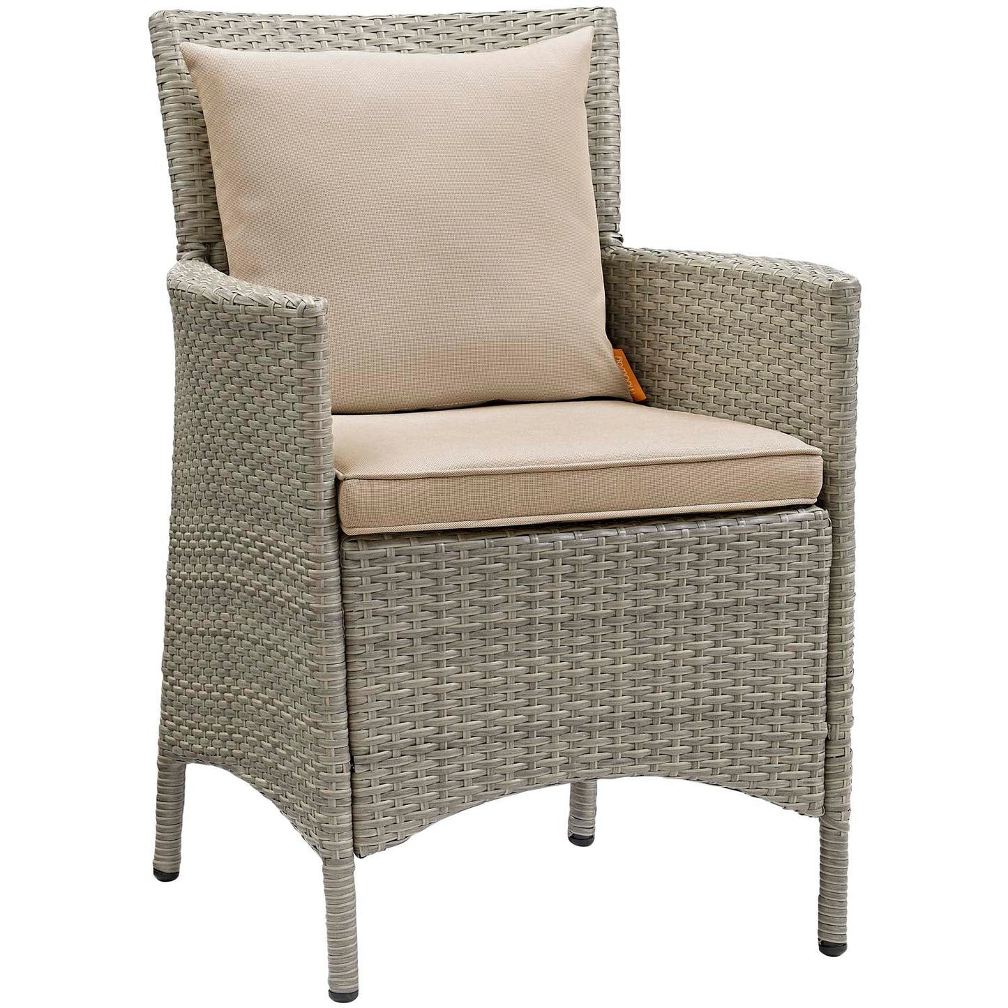 Conduit Outdoor Patio Wicker Rattan Dining Armchair Light Gray Beige EEI-2802-LGR-BEI