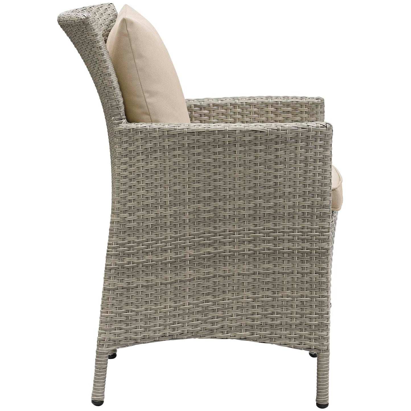 Conduit Outdoor Patio Wicker Rattan Dining Armchair Light Gray Beige EEI-2802-LGR-BEI