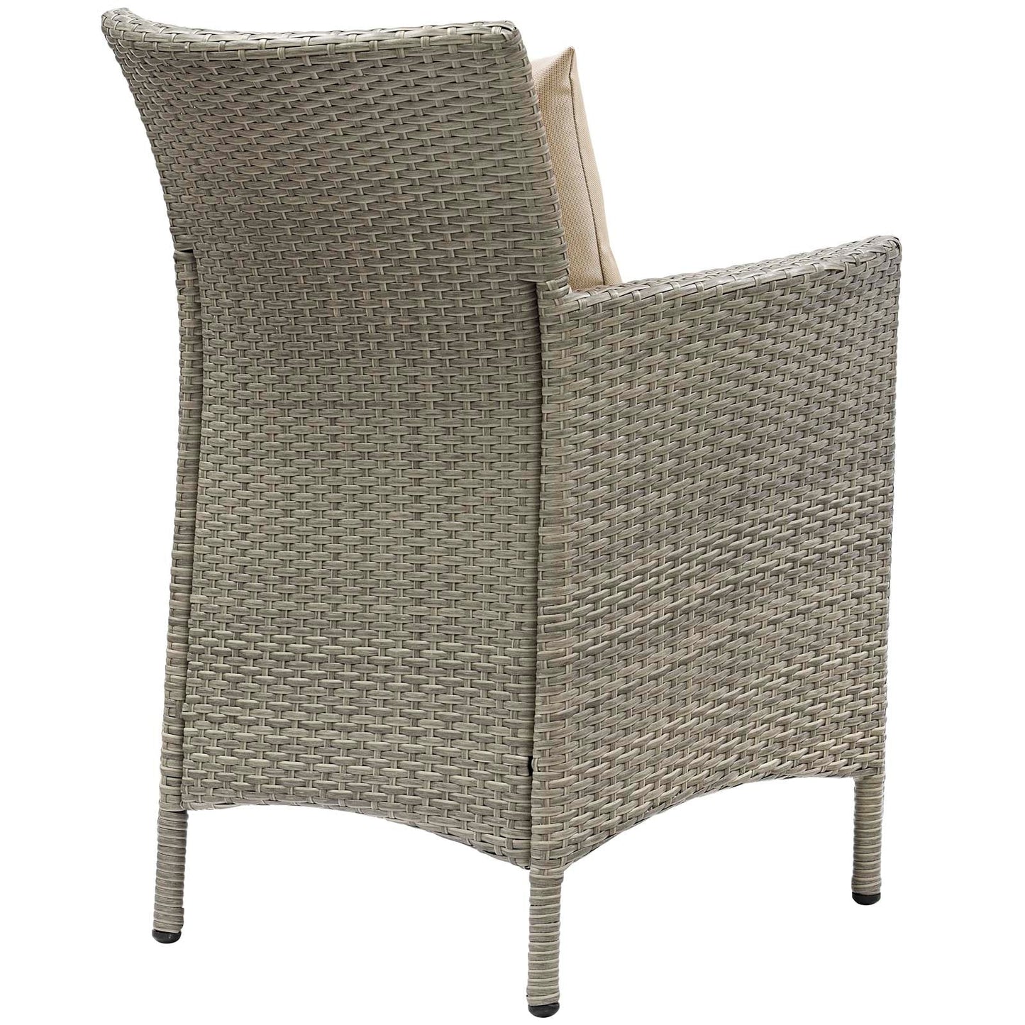 Conduit Outdoor Patio Wicker Rattan Dining Armchair Light Gray Beige EEI-2802-LGR-BEI