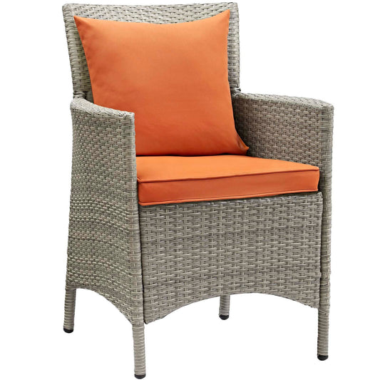 Conduit Outdoor Patio Wicker Rattan Dining Armchair Light Gray Orange EEI-2802-LGR-ORA