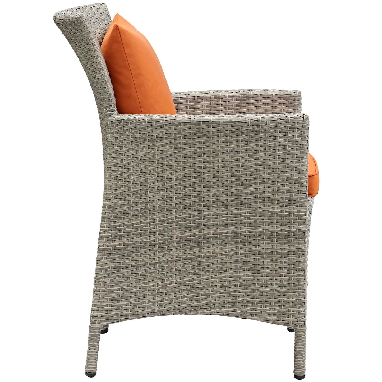 Conduit Outdoor Patio Wicker Rattan Dining Armchair Light Gray Orange EEI-2802-LGR-ORA