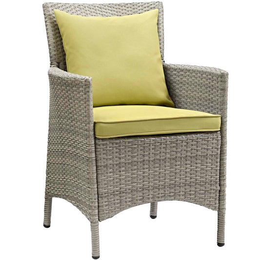 Conduit Outdoor Patio Wicker Rattan Dining Armchair Light Gray Peridot EEI-2802-LGR-PER