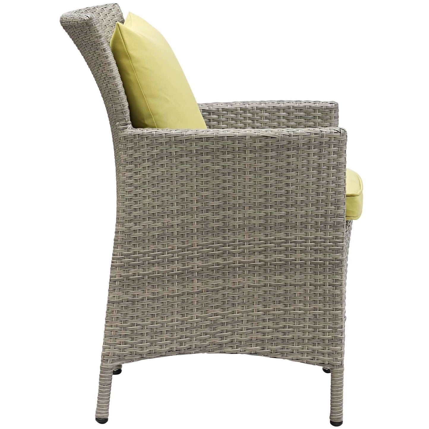 Conduit Outdoor Patio Wicker Rattan Dining Armchair Light Gray Peridot EEI-2802-LGR-PER