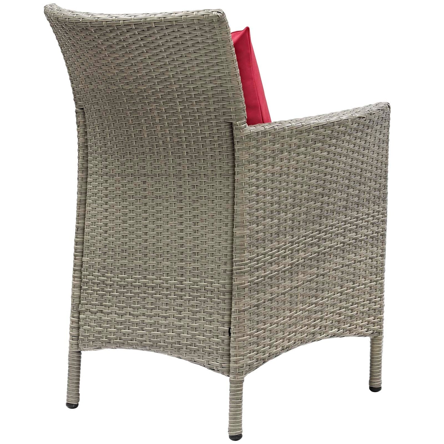 Conduit Outdoor Patio Wicker Rattan Dining Armchair Light Gray Red EEI-2802-LGR-RED