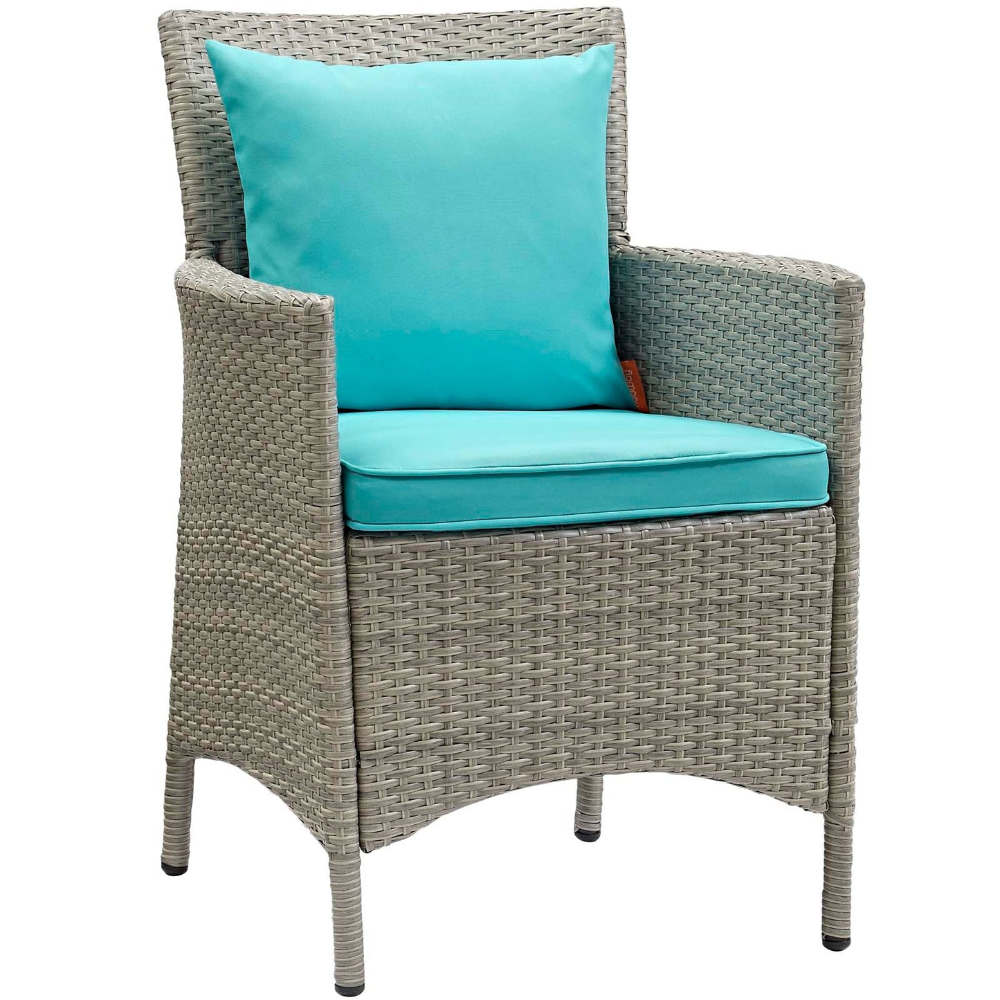 Conduit Outdoor Patio Wicker Rattan Dining Armchair Light Gray Turquoise EEI-2802-LGR-TRQ