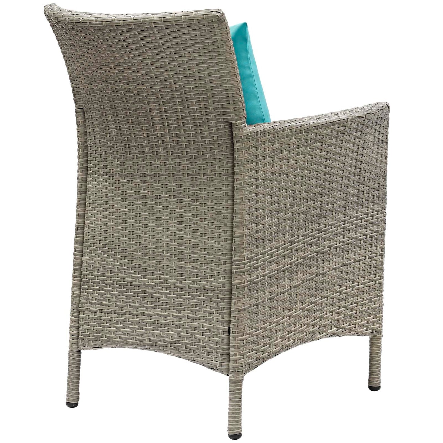 Conduit Outdoor Patio Wicker Rattan Dining Armchair Light Gray Turquoise EEI-2802-LGR-TRQ