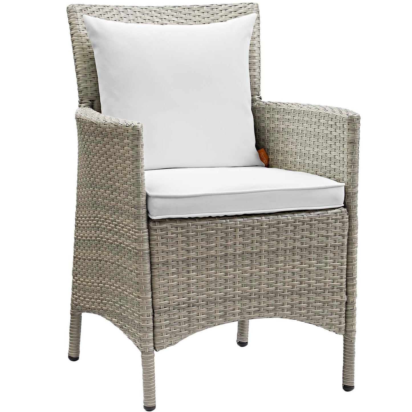 Conduit Outdoor Patio Wicker Rattan Dining Armchair Light Gray White EEI-2802-LGR-WHI