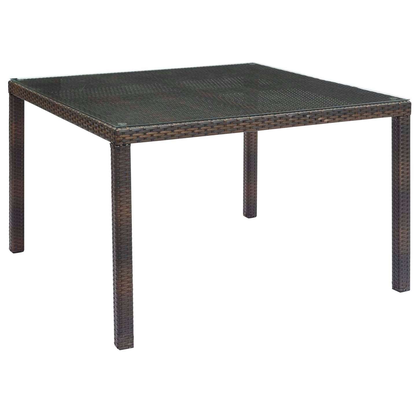 Conduit 47" Outdoor Patio Wicker Rattan Dining Table Brown EEI-2805-BRN