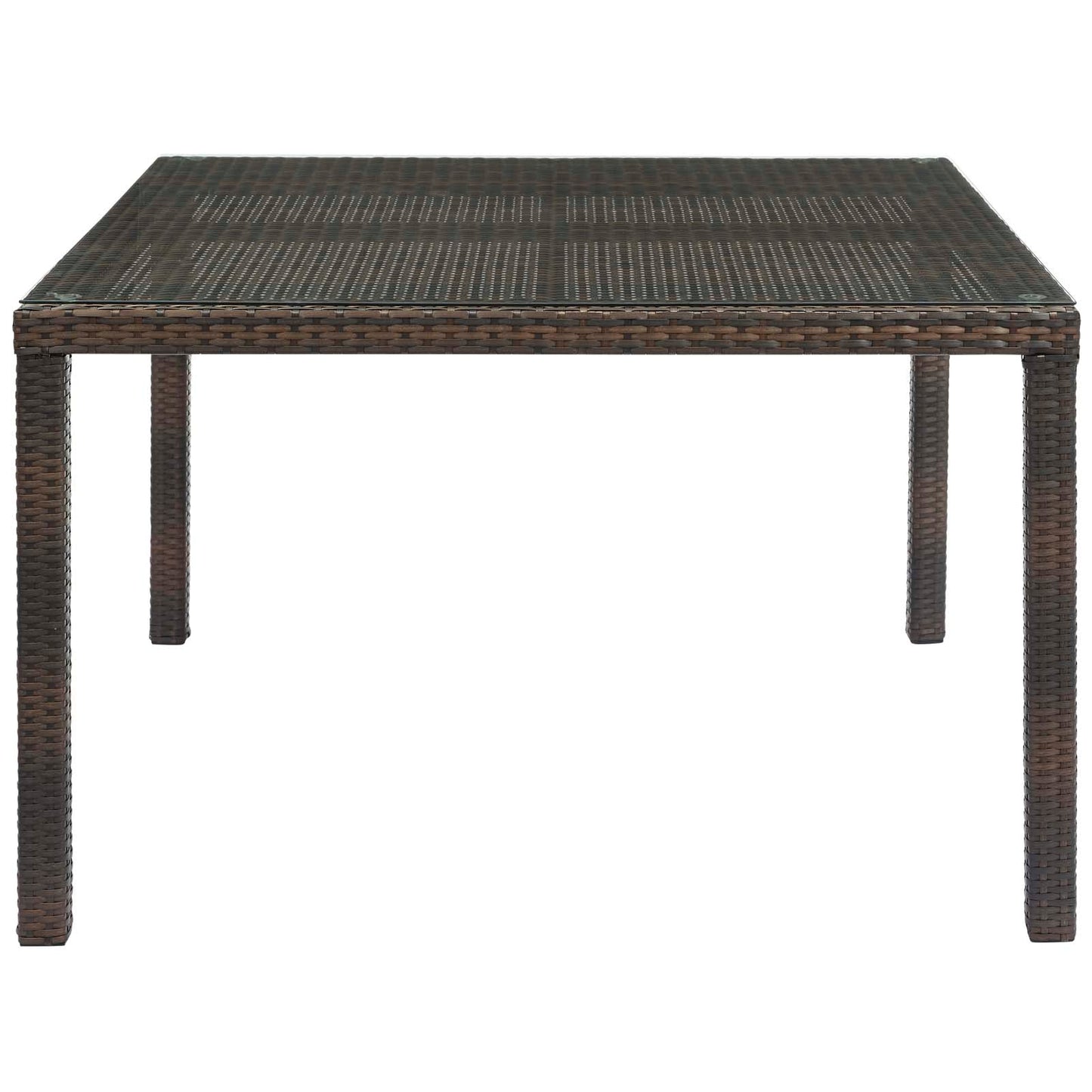 Conduit 47" Outdoor Patio Wicker Rattan Dining Table Brown EEI-2805-BRN