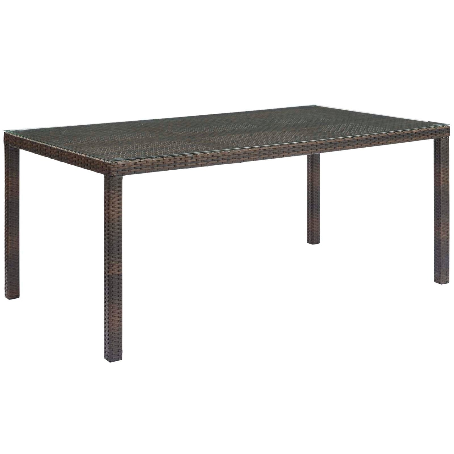 Conduit 70" Outdoor Patio Wicker Rattan Dining Table Brown EEI-2807-BRN