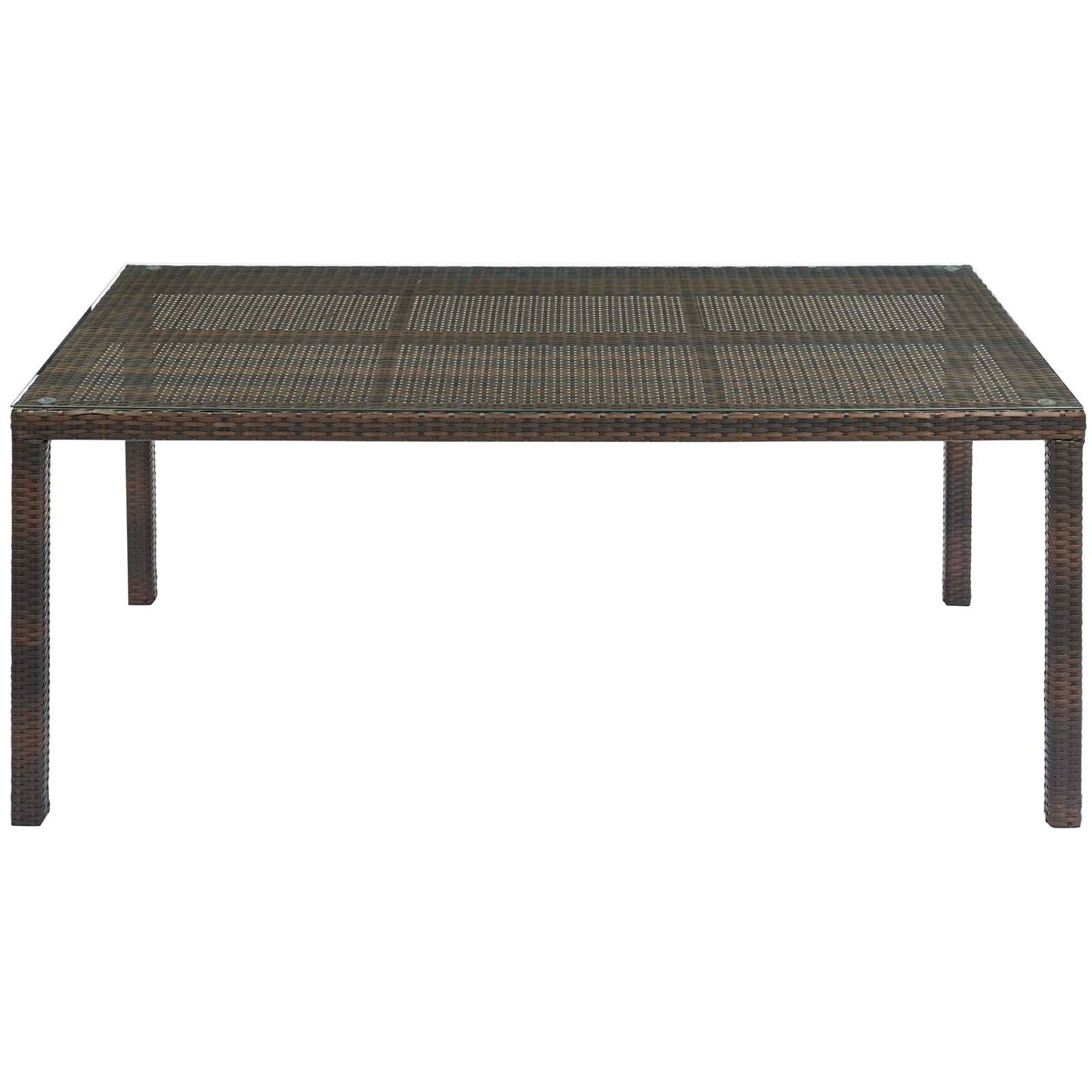 Conduit 70" Outdoor Patio Wicker Rattan Dining Table Brown EEI-2807-BRN