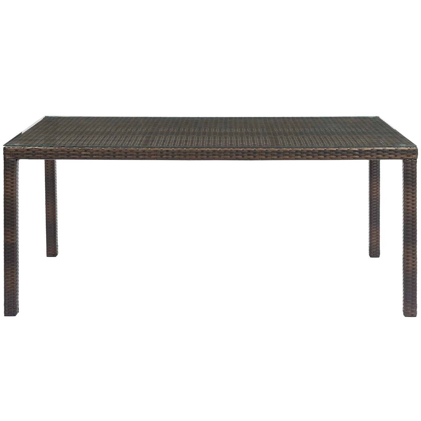 Conduit 70" Outdoor Patio Wicker Rattan Dining Table Brown EEI-2807-BRN