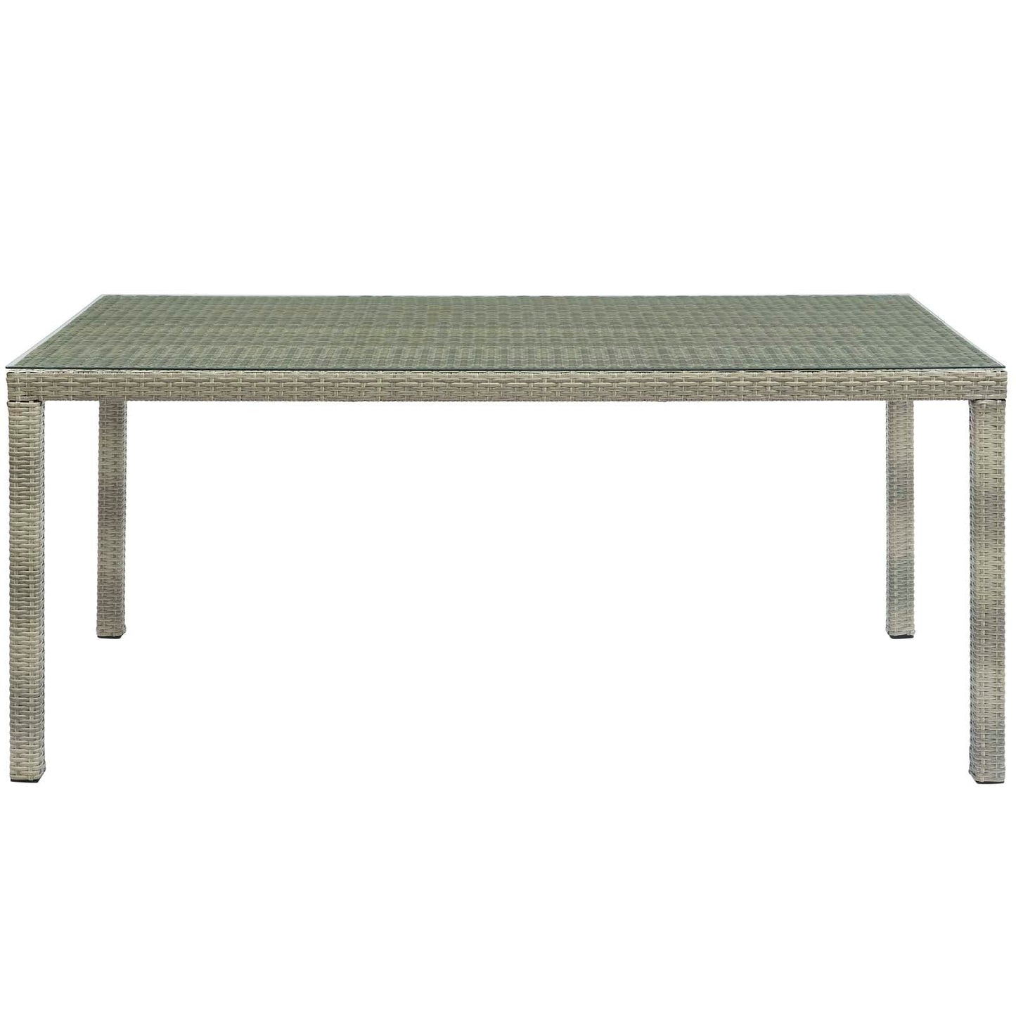 Conduit 70" Outdoor Patio Wicker Rattan Dining Table Light Gray EEI-2808-LGR