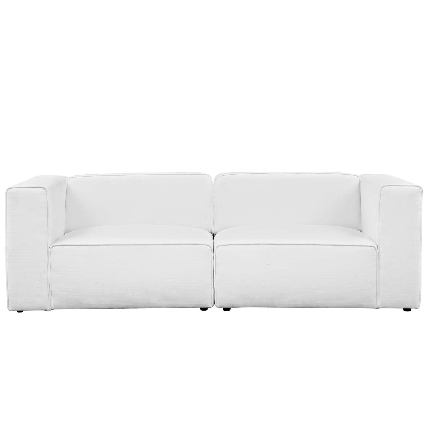 Mingle 2 Piece Upholstered Fabric Sectional Sofa Set White EEI-2825-WHI