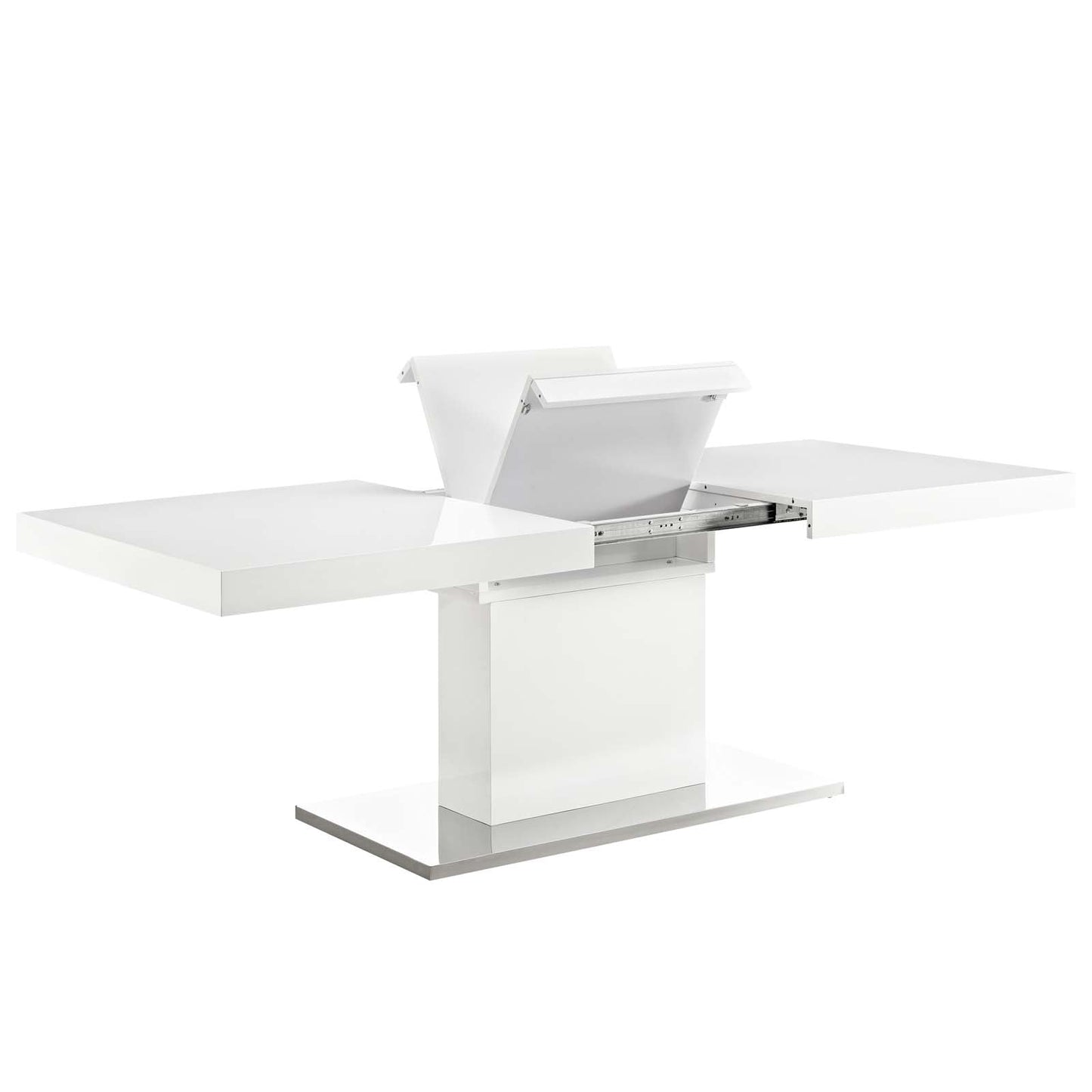 Vector Expandable Dining Table White Silver EEI-2870-WHI-SLV