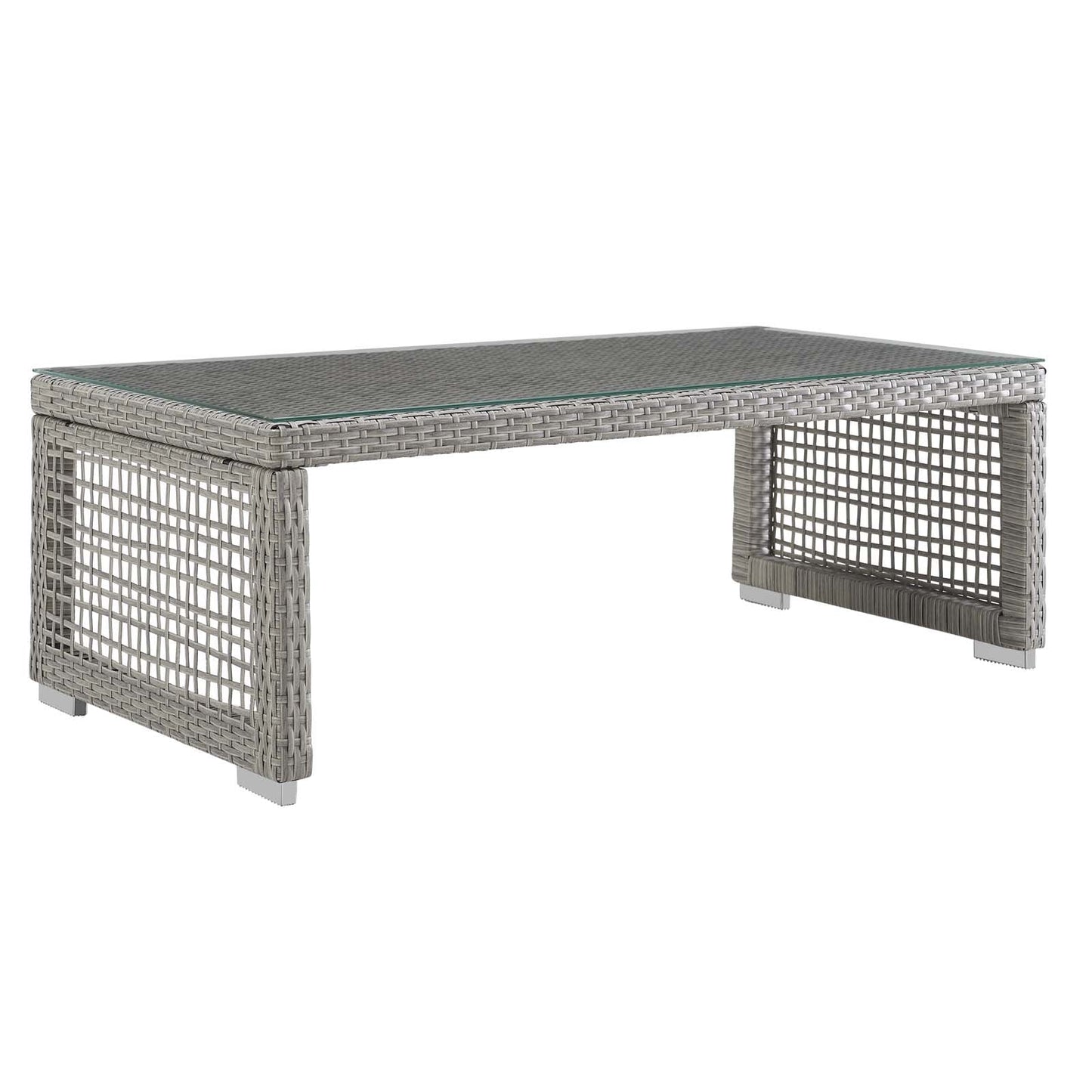 Aura Rattan Outdoor Patio Coffee Table Gray EEI-2919-GRY