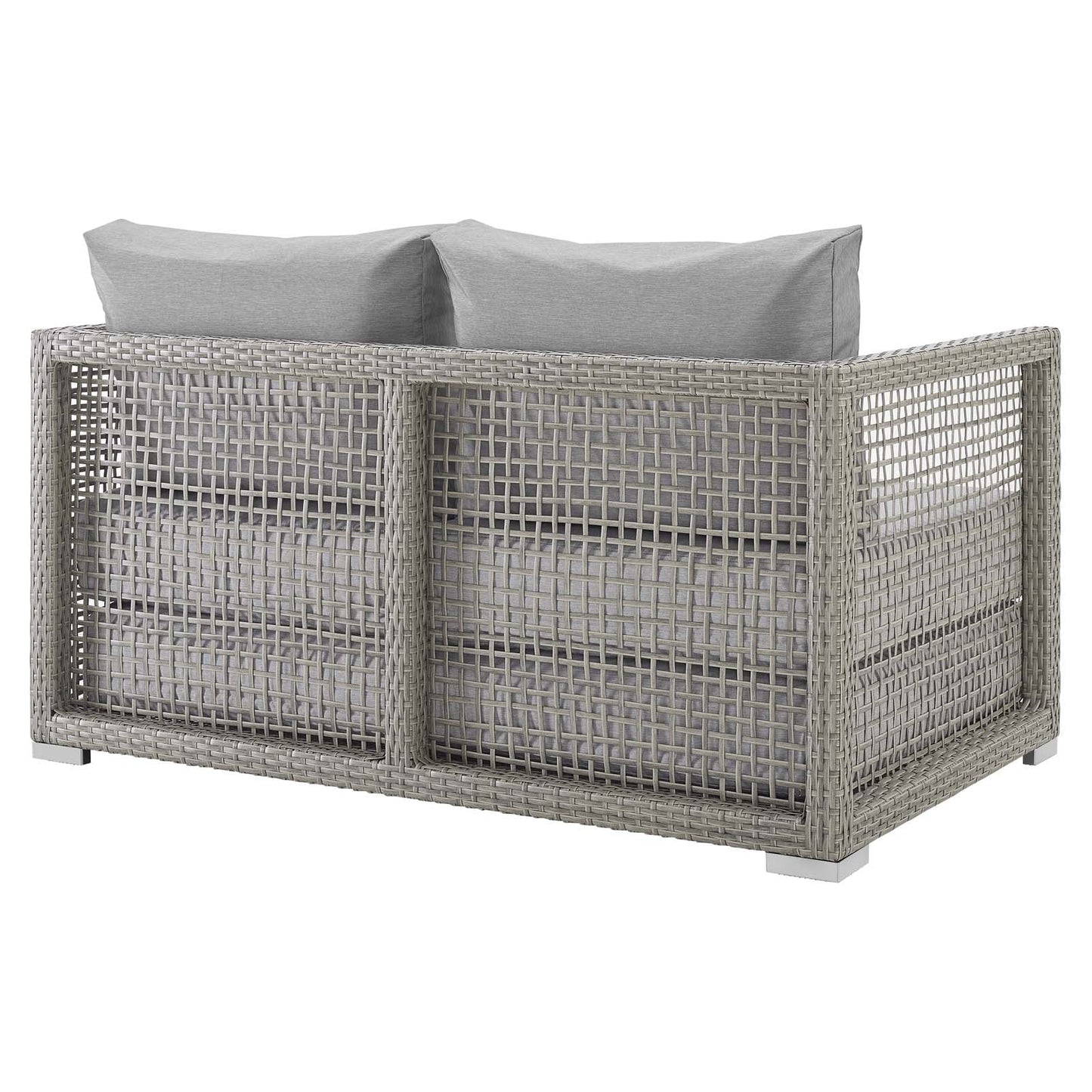 Aura Outdoor Patio Wicker Rattan Loveseat Gray Gray EEI-2924-GRY-GRY