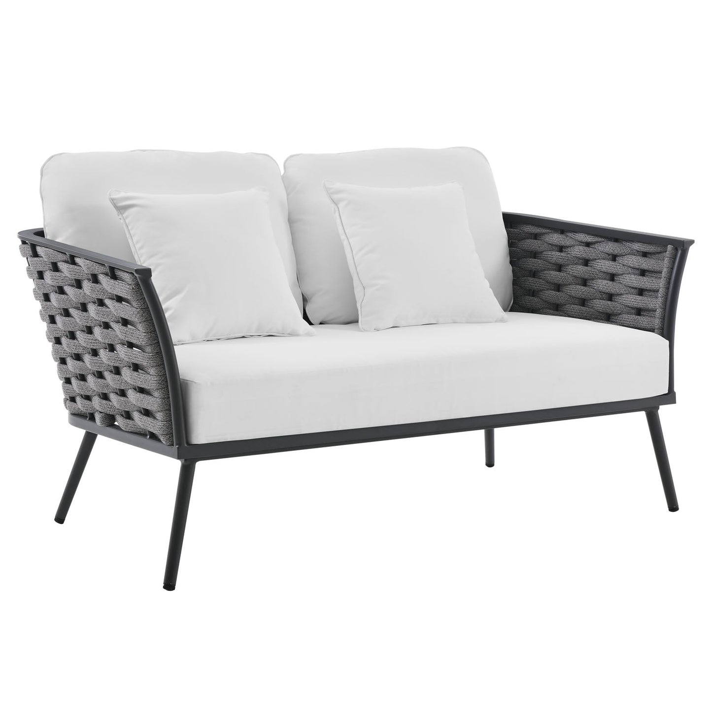 Stance Outdoor Patio Aluminum Loveseat Gray White EEI-3019-GRY-WHI