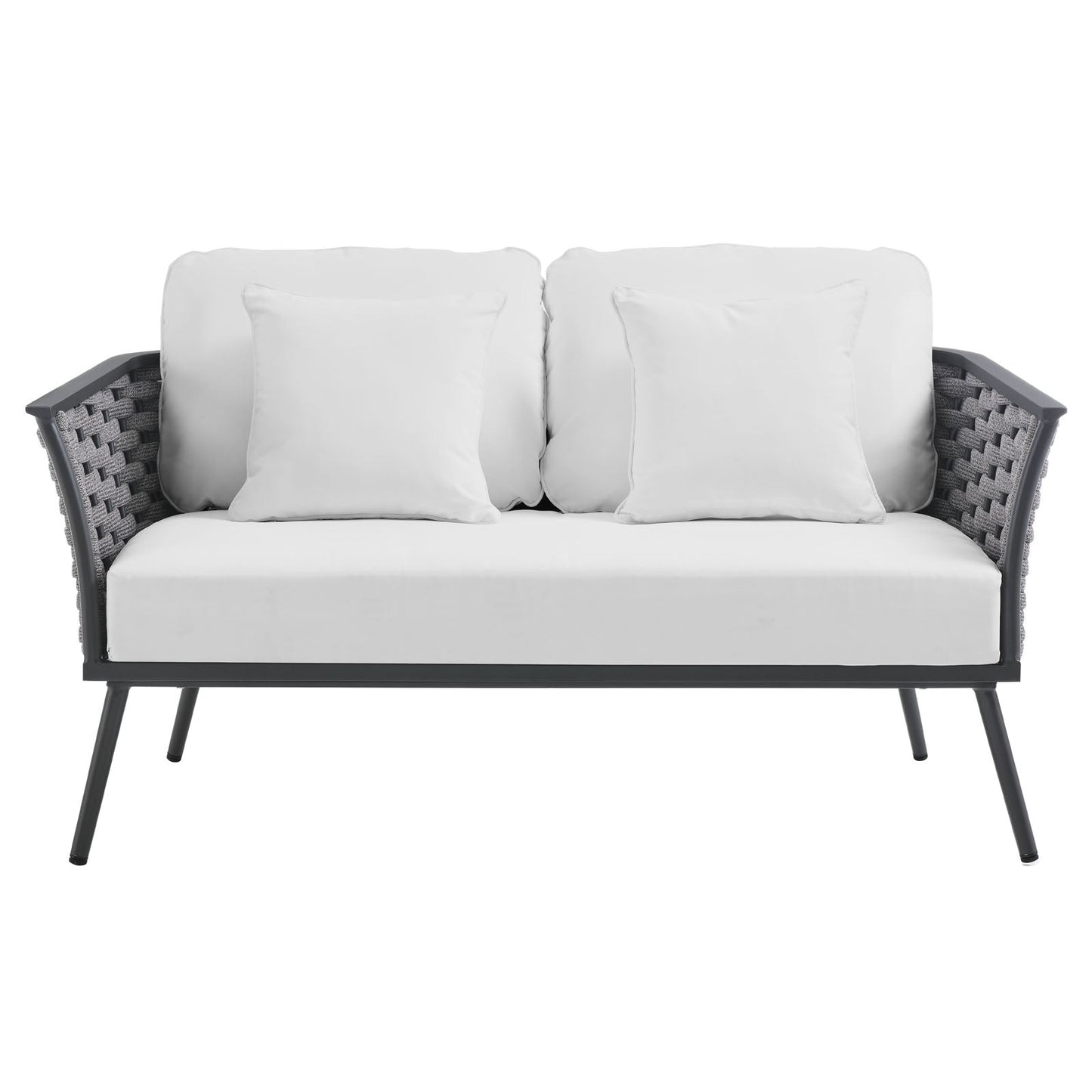 Stance Outdoor Patio Aluminum Loveseat Gray White EEI-3019-GRY-WHI