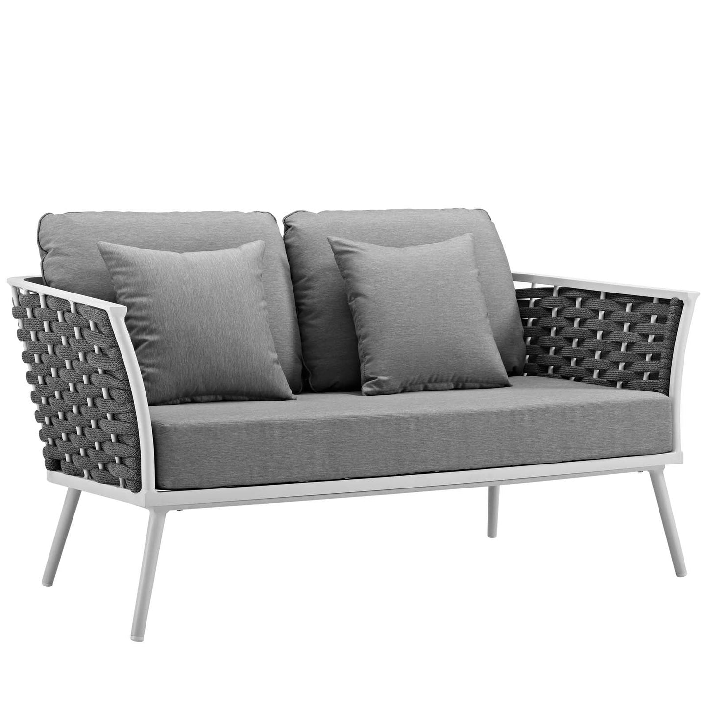 Stance Outdoor Patio Aluminum Loveseat White Gray EEI-3019-WHI-GRY