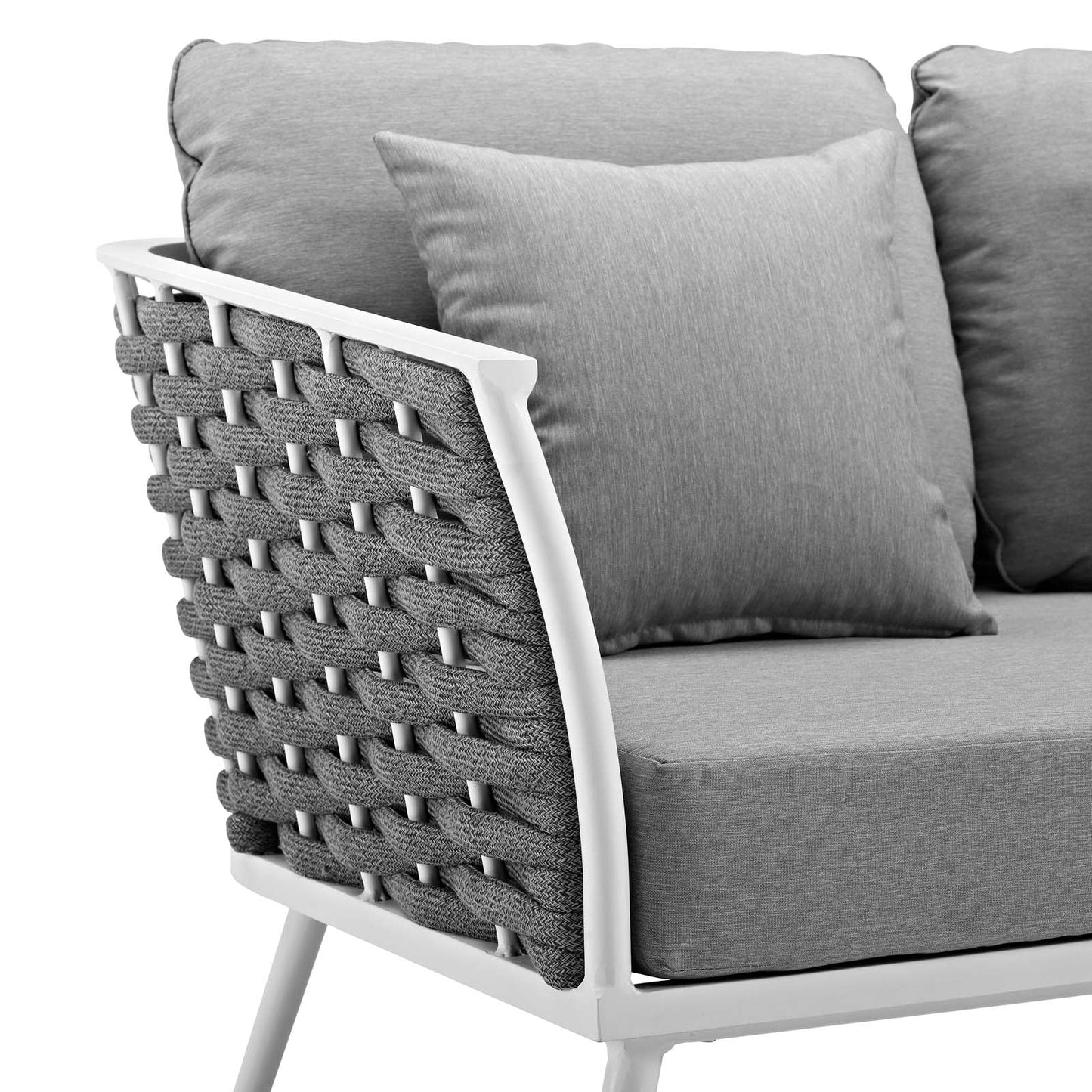 Stance Outdoor Patio Aluminum Loveseat White Gray EEI-3019-WHI-GRY