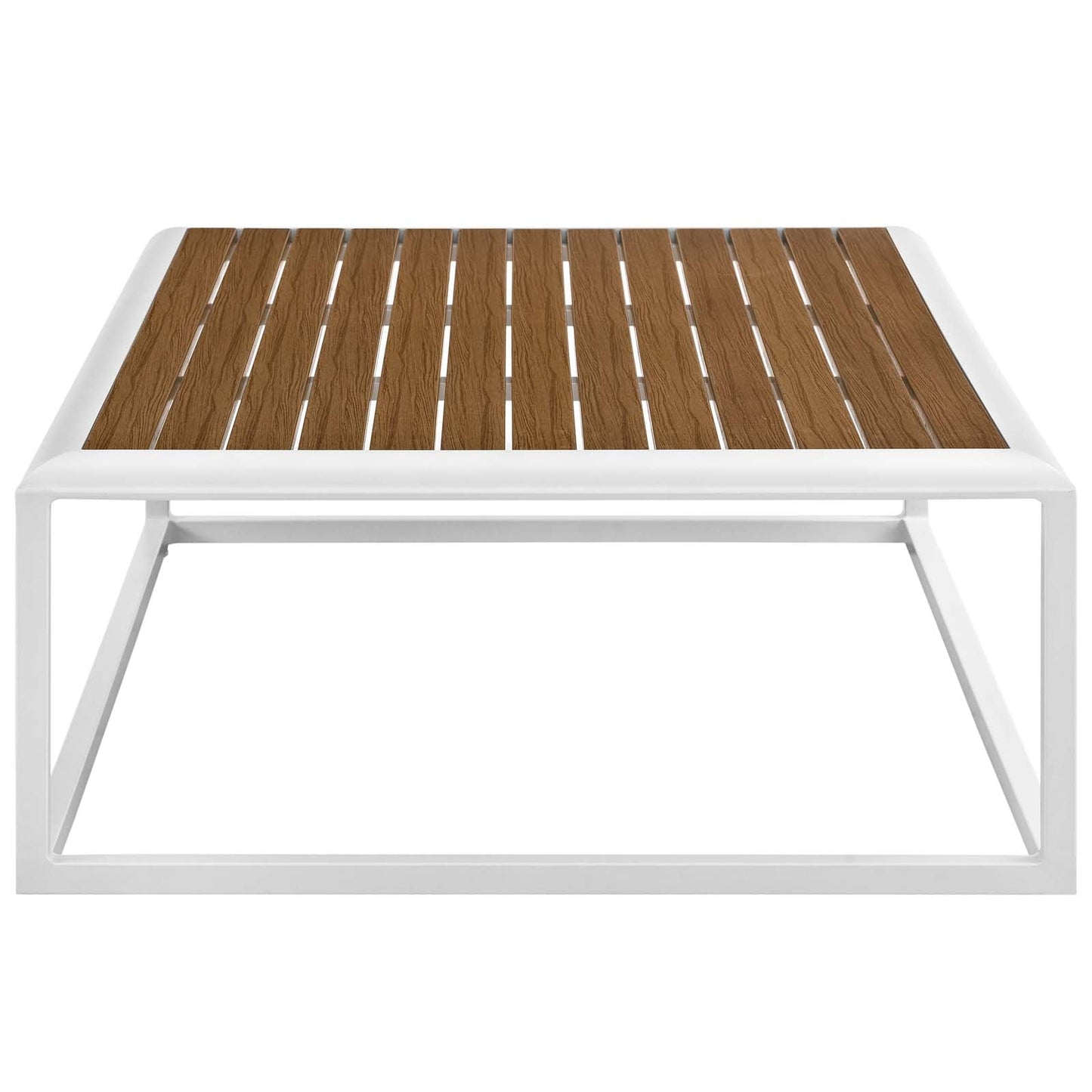 Stance Outdoor Patio Aluminum Coffee Table White Natural EEI-3021-WHI-NAT