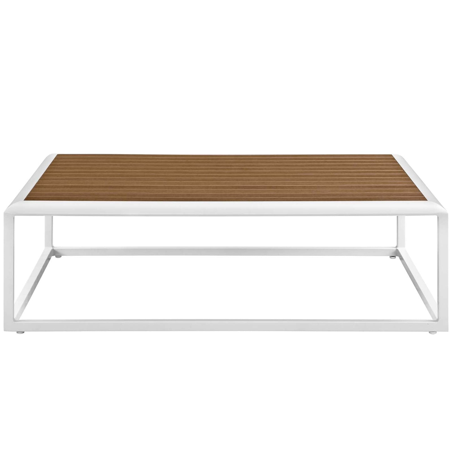 Stance Outdoor Patio Aluminum Coffee Table White Natural EEI-3021-WHI-NAT