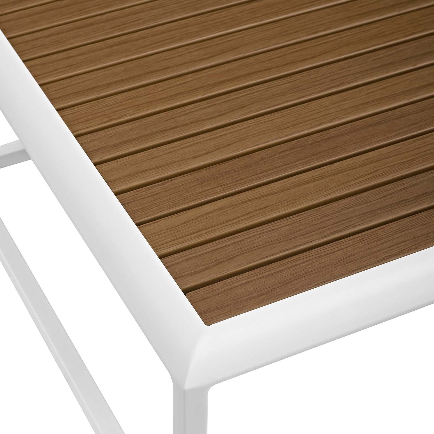 Stance Outdoor Patio Aluminum Coffee Table White Natural EEI-3021-WHI-NAT