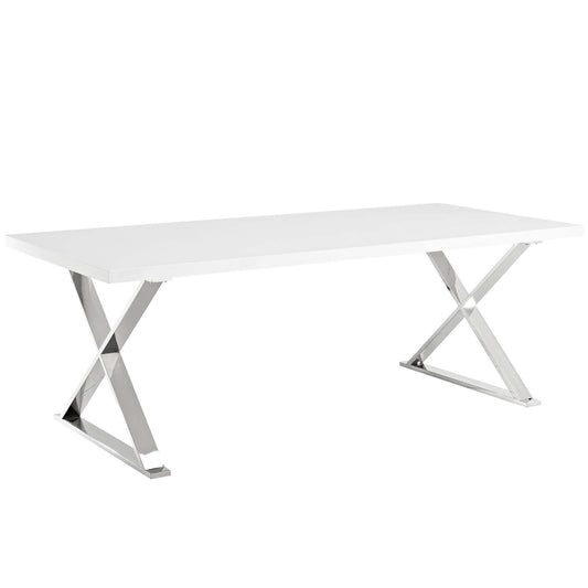 Sector Dining Table White Silver EEI-3033-WHI