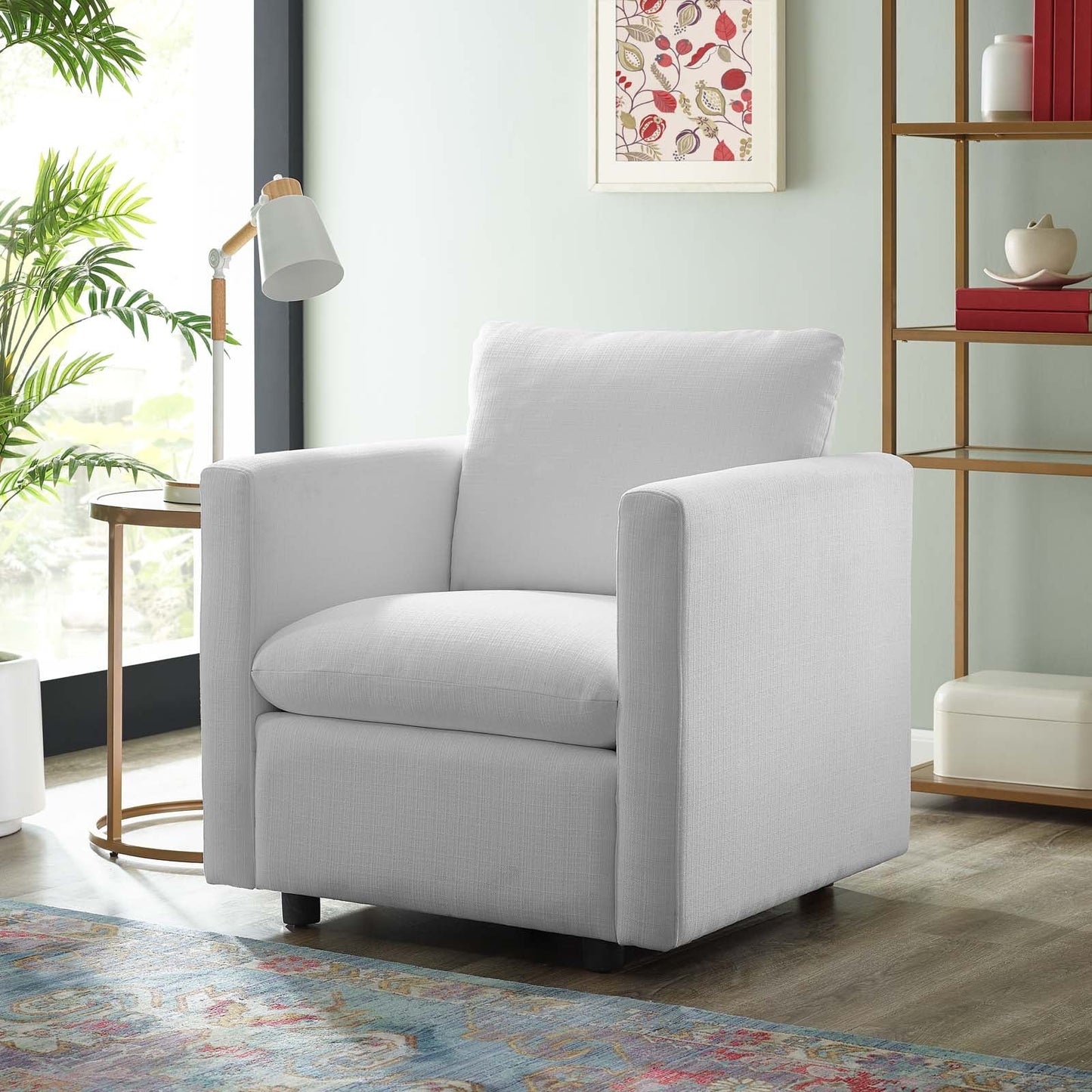 Activate Upholstered Fabric Armchair White EEI-3045-WHI