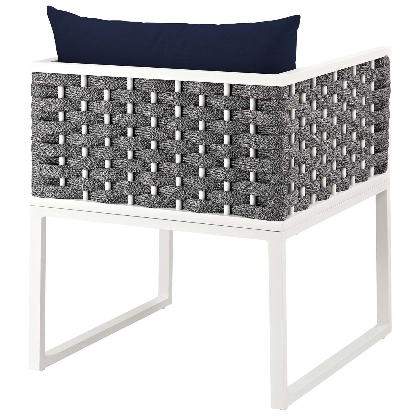 Stance Outdoor Patio Aluminum Dining Armchair White Navy EEI-3053-WHI-NAV