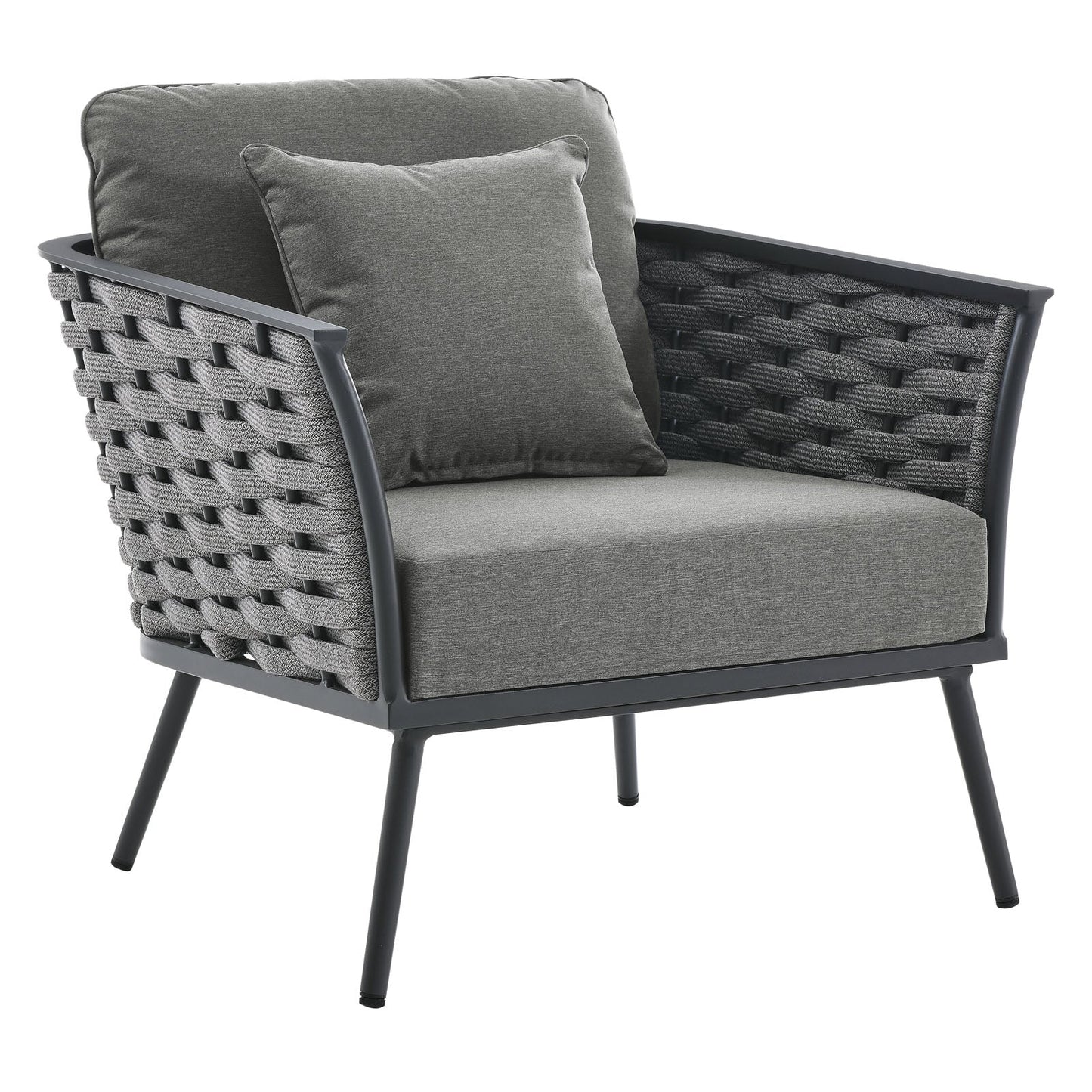 Stance Outdoor Patio Aluminum Armchair Gray Charcoal EEI-3054-GRY-CHA