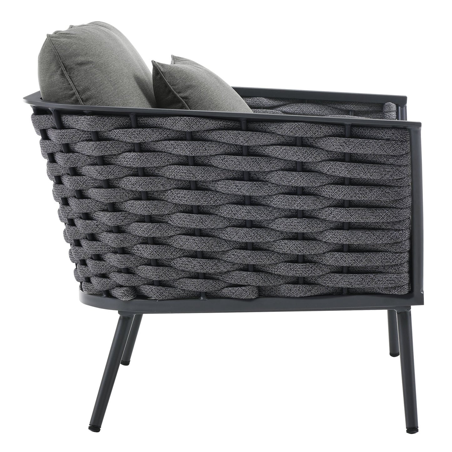 Stance Outdoor Patio Aluminum Armchair Gray Charcoal EEI-3054-GRY-CHA