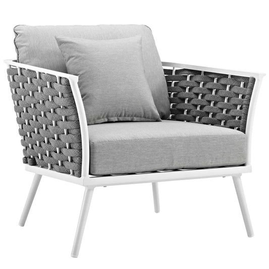 Stance Outdoor Patio Aluminum Armchair White Gray EEI-3054-WHI-GRY