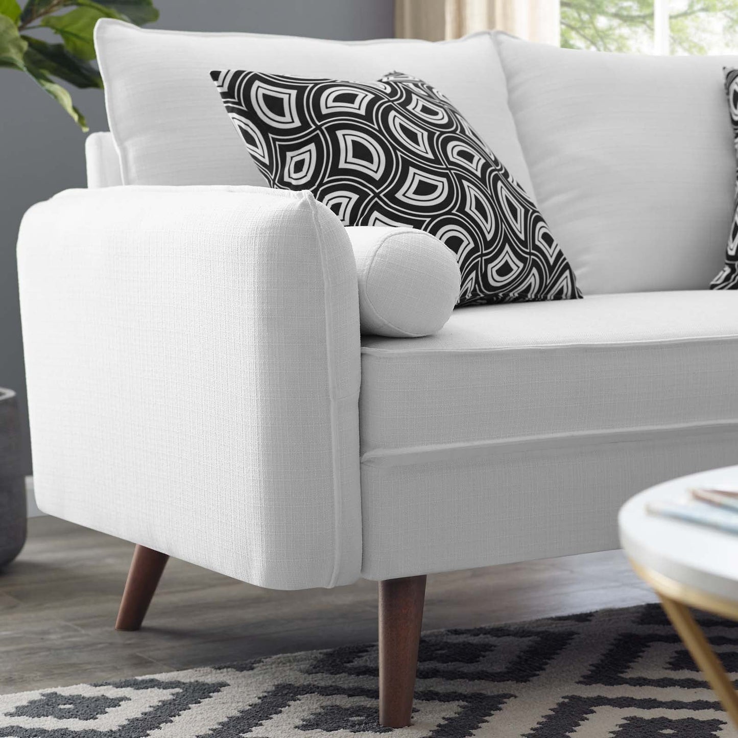 Revive Upholstered Fabric Loveseat White EEI-3091-WHI