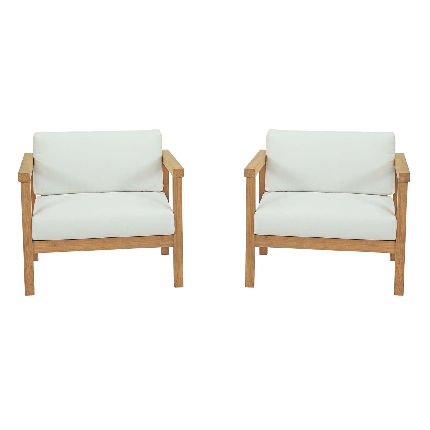 Bayport 2 Piece Outdoor Patio Teak Set Natural White EEI-3108-NAT-WHI-SET