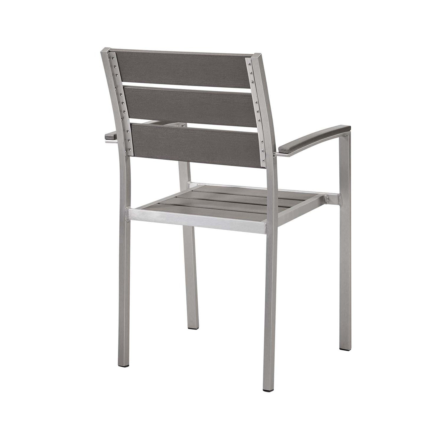 Shore Outdoor Patio Aluminum Dining Armchair Silver Gray EEI-3130-SLV-GRY