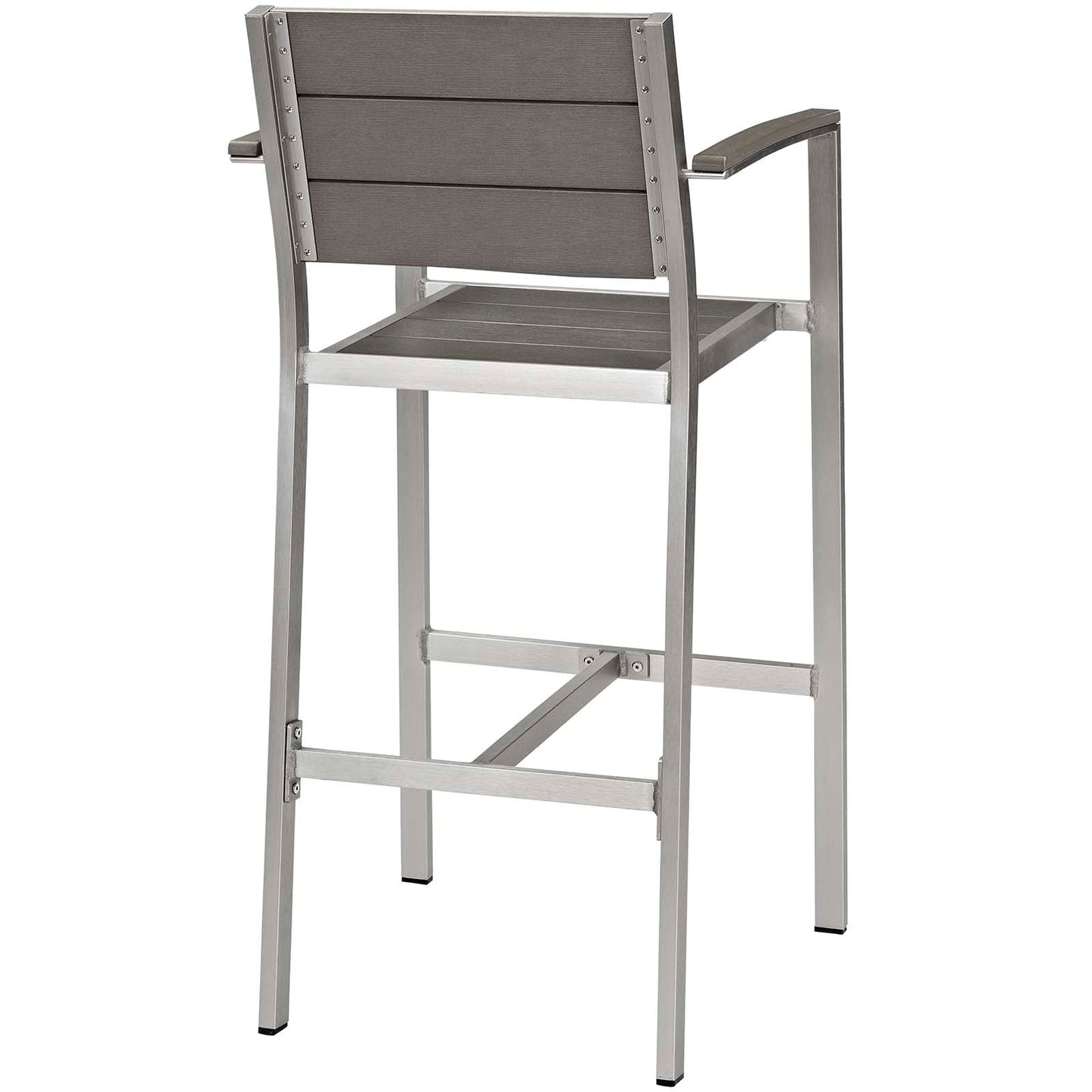 Shore 3 Piece Outdoor Patio Aluminum Pub Set Silver Gray EEI-3157-SLV-GRY-SET