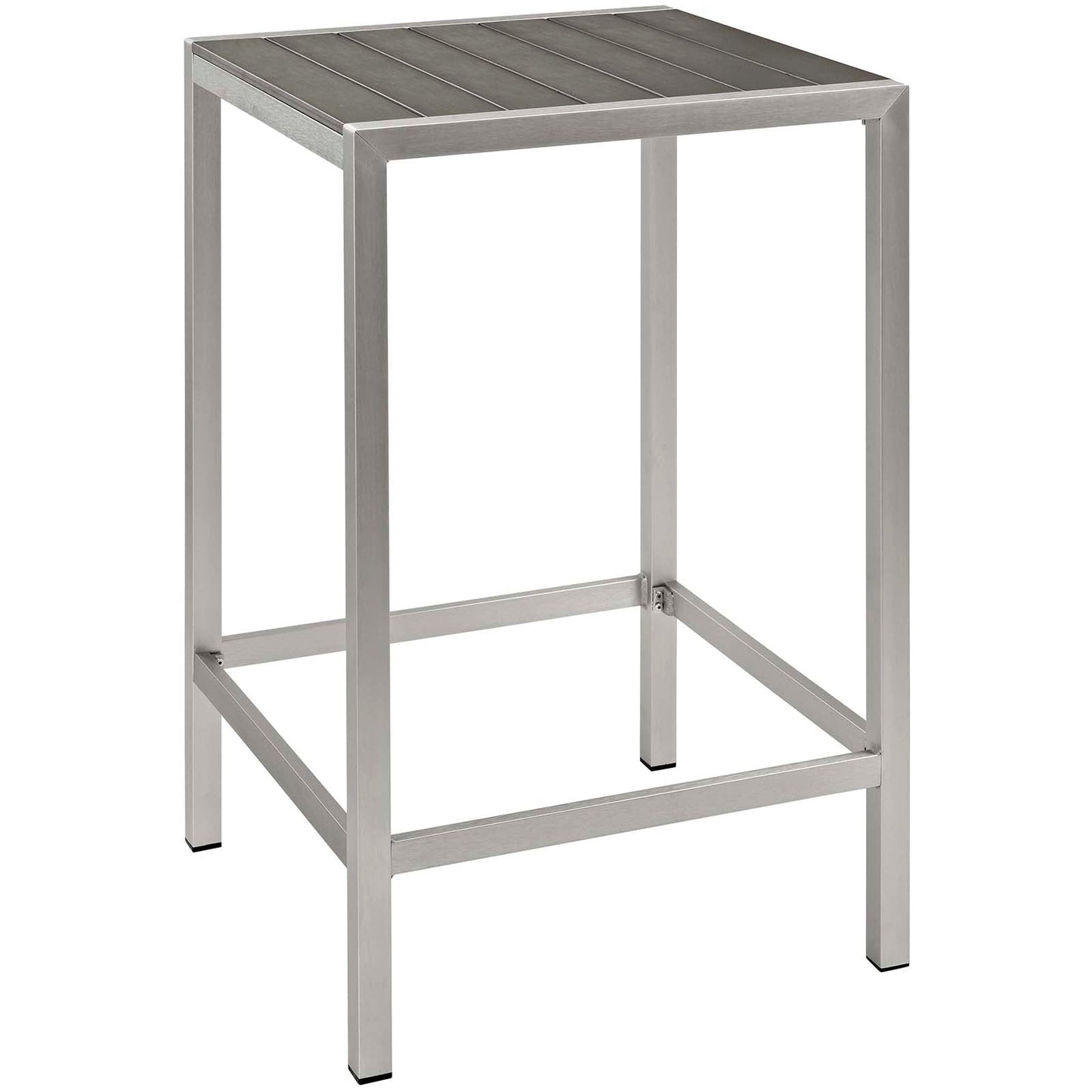 Shore 3 Piece Outdoor Patio Aluminum Pub Set Silver Gray EEI-3158-SLV-GRY-SET