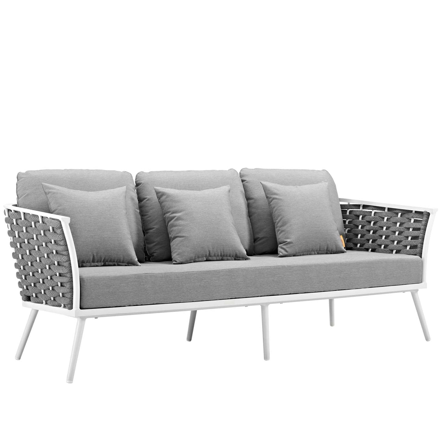 Stance 6 Piece Outdoor Patio Aluminum Sectional Sofa Set White Gray EEI-3159-WHI-GRY-SET