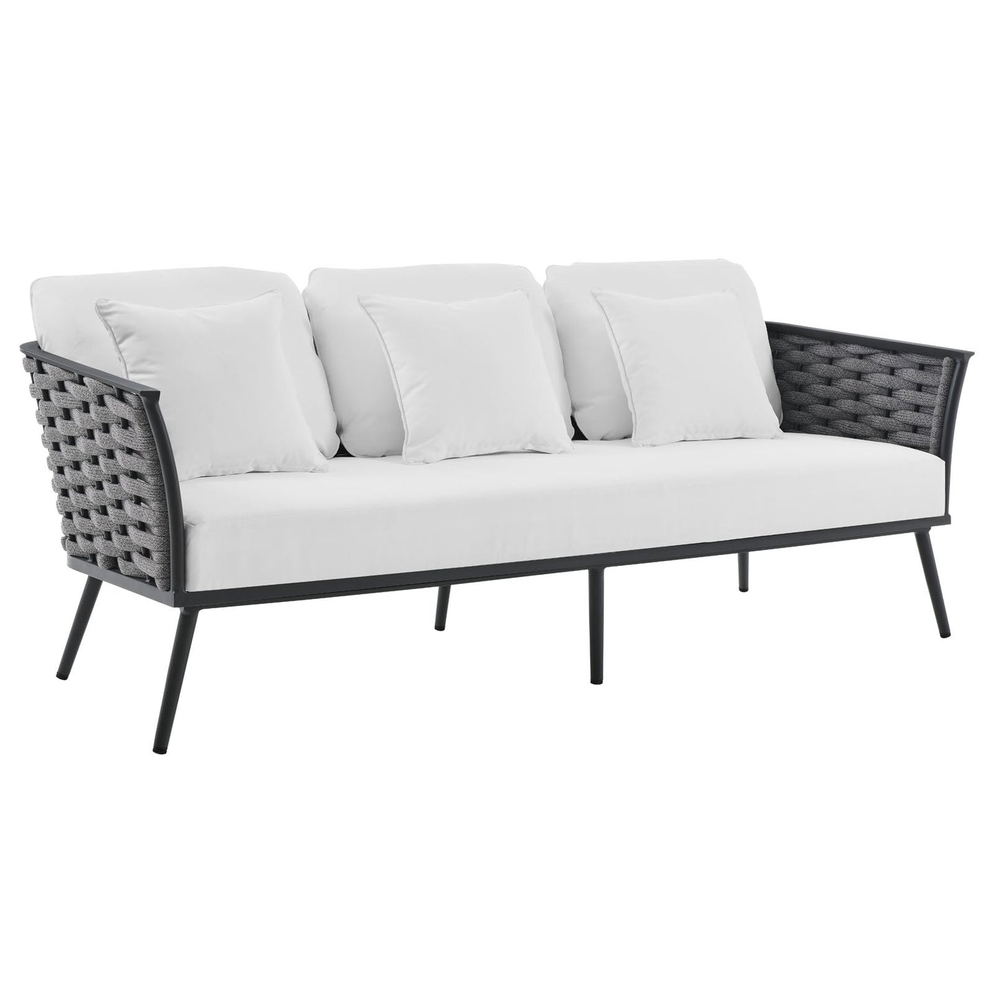 Stance 4 Piece Outdoor Patio Aluminum Sectional Sofa Set Gray White EEI-3161-GRY-WHI-SET