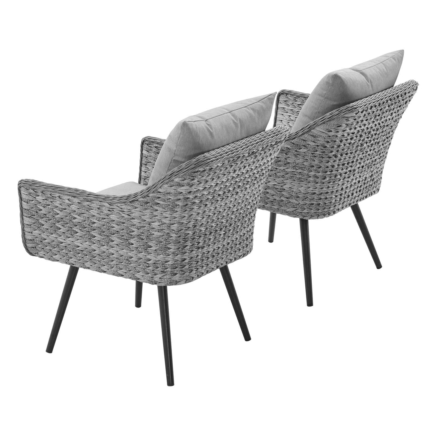 Endeavor Armchair Outdoor Patio Wicker Rattan Set of 2 Gray Gray EEI-3176-GRY-GRY-SET