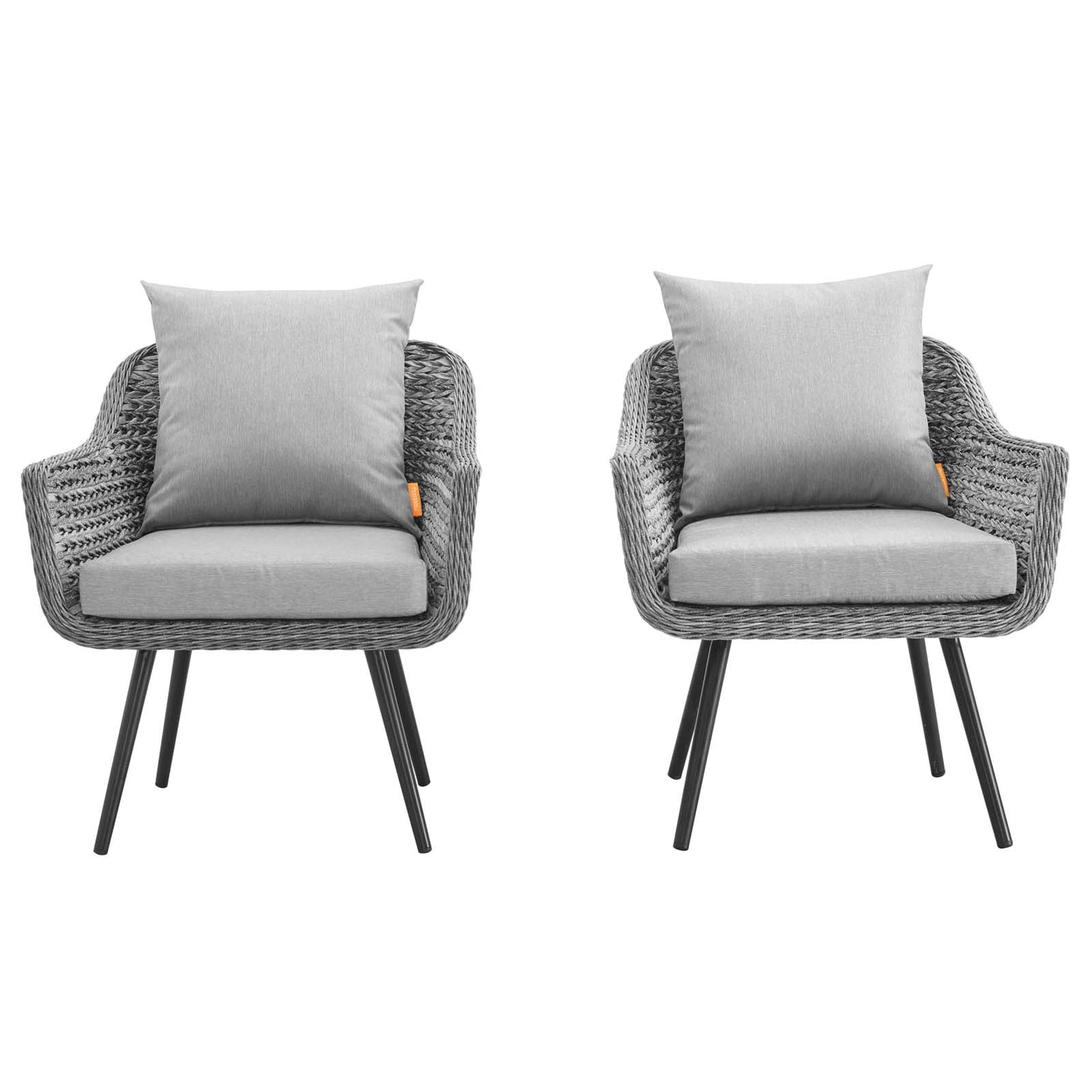 Endeavor Armchair Outdoor Patio Wicker Rattan Set of 2 Gray Gray EEI-3176-GRY-GRY-SET