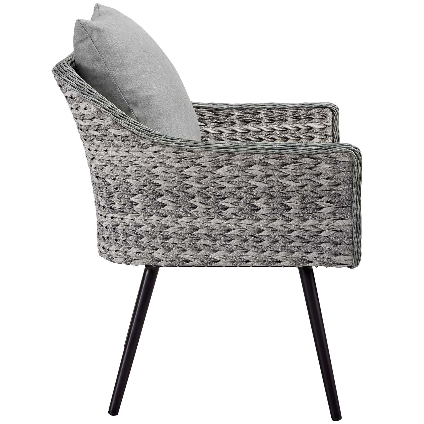 Endeavor Armchair Outdoor Patio Wicker Rattan Set of 2 Gray Gray EEI-3176-GRY-GRY-SET