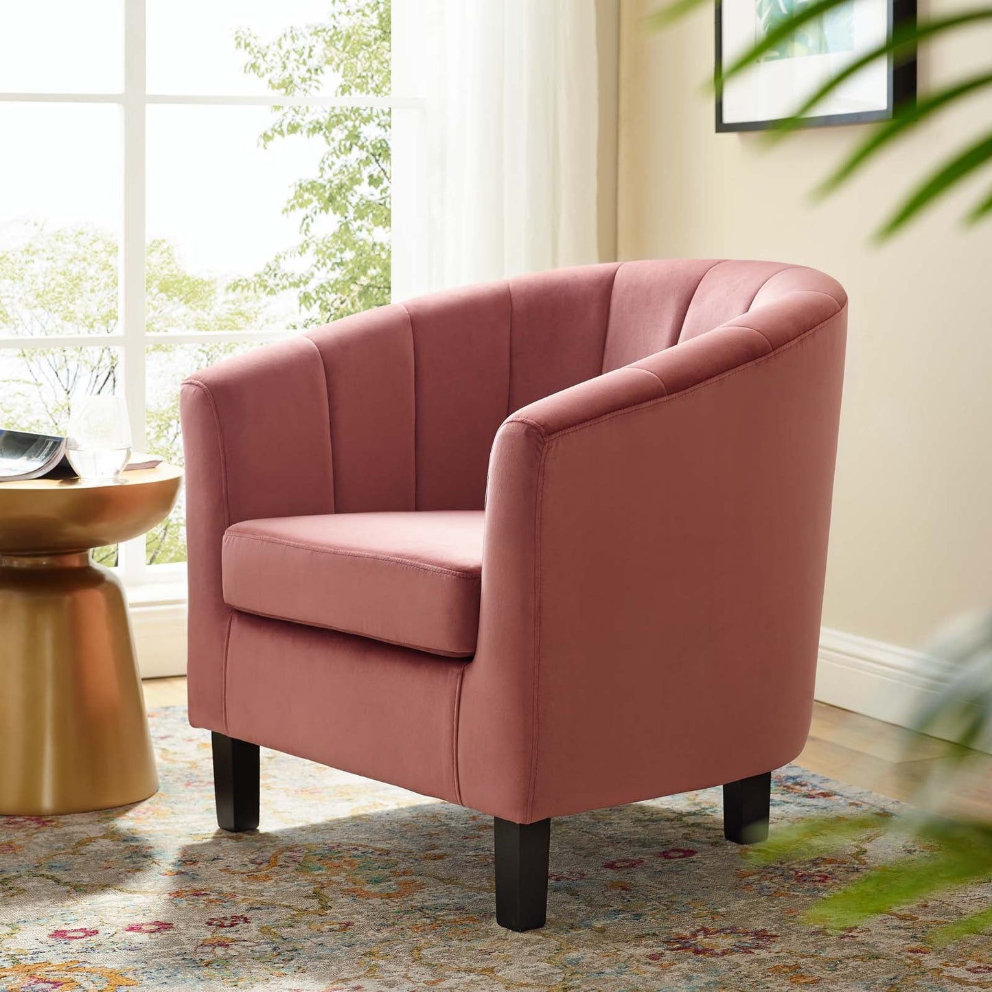 Prospect Channel Tufted Performance Velvet Armchair Dusty Rose EEI-3188-DUS