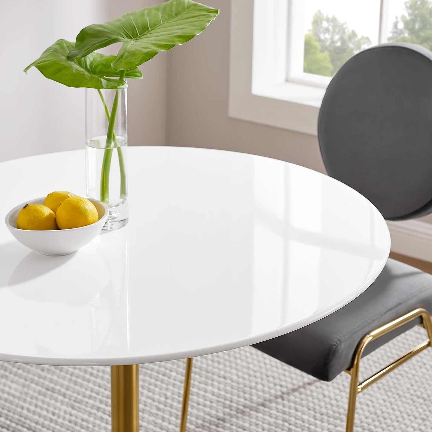 Lippa 36" Round Wood Dining Table Gold White EEI-3209-GLD-WHI