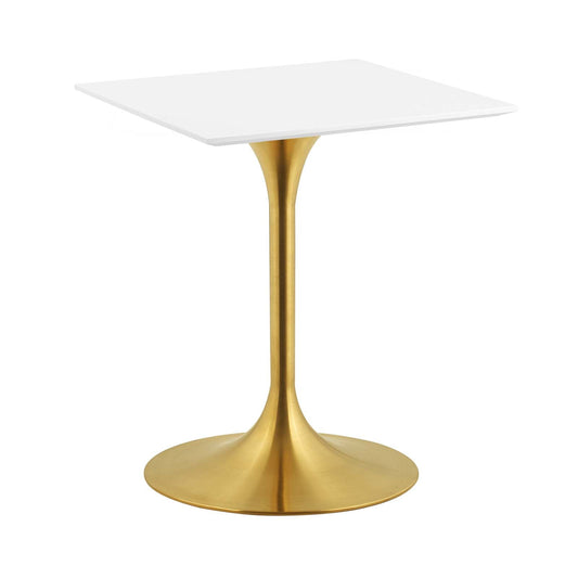 Lippa 24" Square Wood Top Dining Table Gold White EEI-3210-GLD-WHI